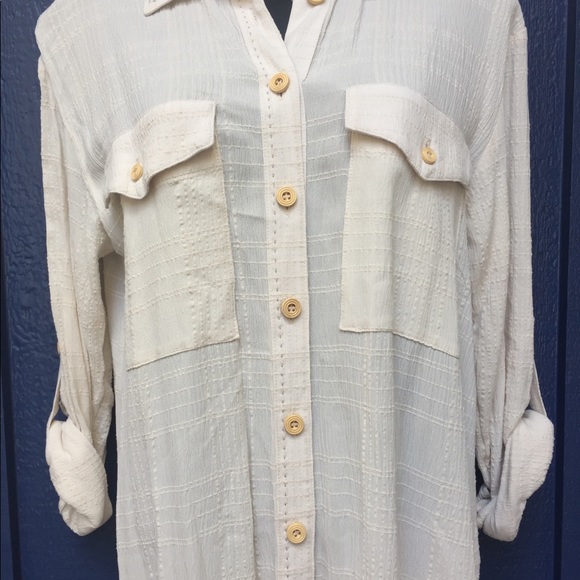 Free People Ivory Button Down Maxi Shirt - Picture 2 of 11